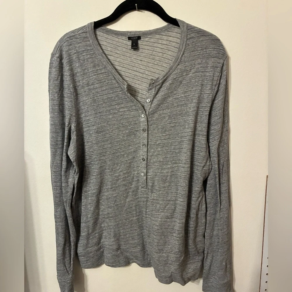 J. Crew XL gray 100% cotton henley shirt